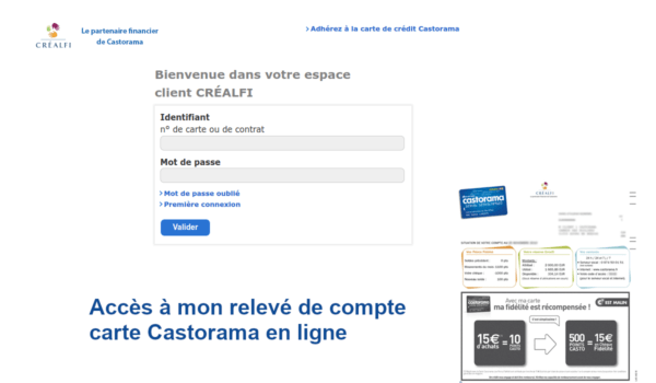Relevé de compte carte Castorama - Espace client Créalfi