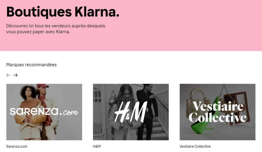 boutiques Klarna