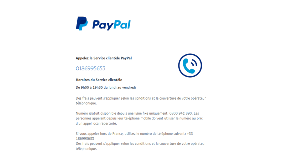 service à la clientèle paypal