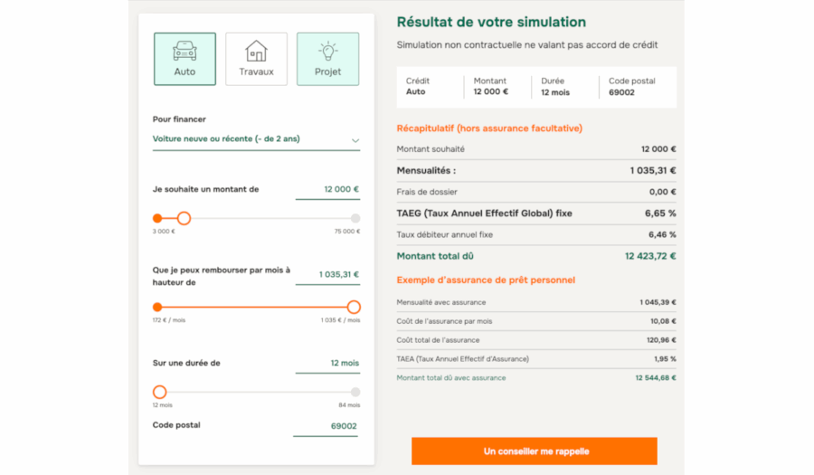 simulation crédit auto groupama